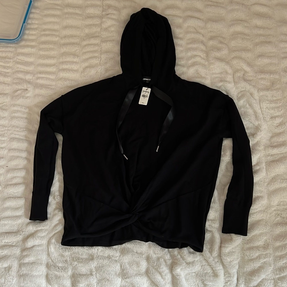 NWT Express hoodie satin ribbon black small medium